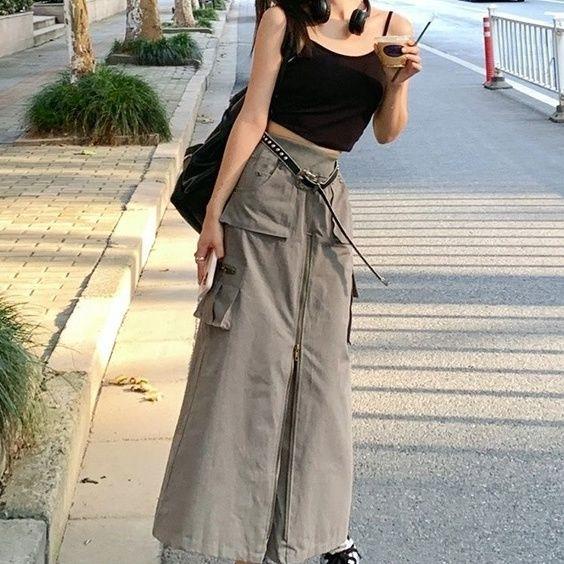 Chân Váy Chữ a Dáng Dài Lưng Cao Phong Cách Retro Mỹ Thời Trang Mùa Hè Cho Nữ