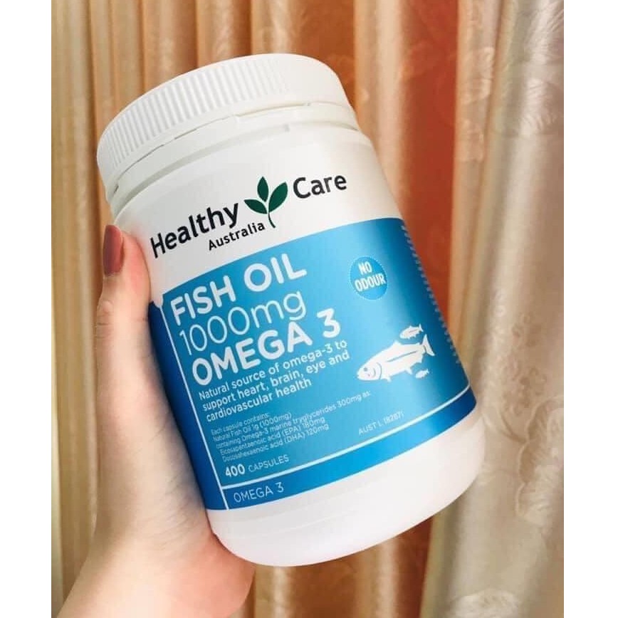 Dầu cá tự nhiên Fish Oil Healthy Care Omega-3 1000mg - 400 viên (Mẫu mới nhất)