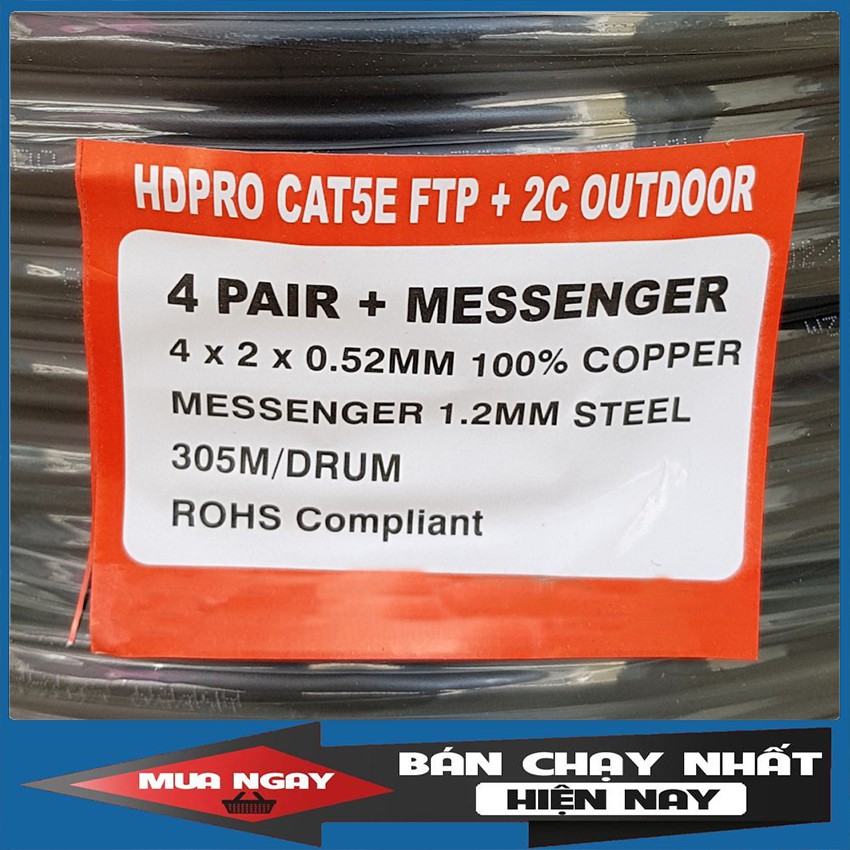 [CHÍNH HÃNG] Cáp mạng Cat5e FTP HDPRO kèm nguồn đồng nguyên chất chất lượng cao - Đại lý phân phối toàn quốc