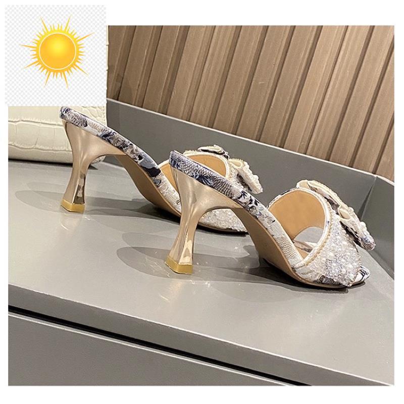 🛍️️🛒 Order_ Cao gót hở mũi vuông đế nhọn 7cm siêu xinh 🛍️️🛒