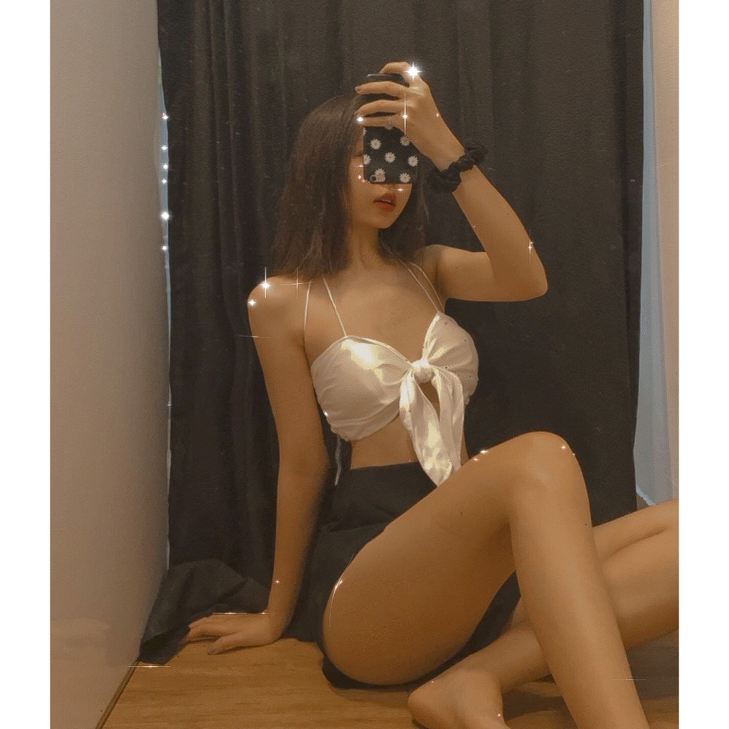 Áo croptop 2 dây úp ngực cột nơ sexy HAC109 - Hỉn Hỉn Store