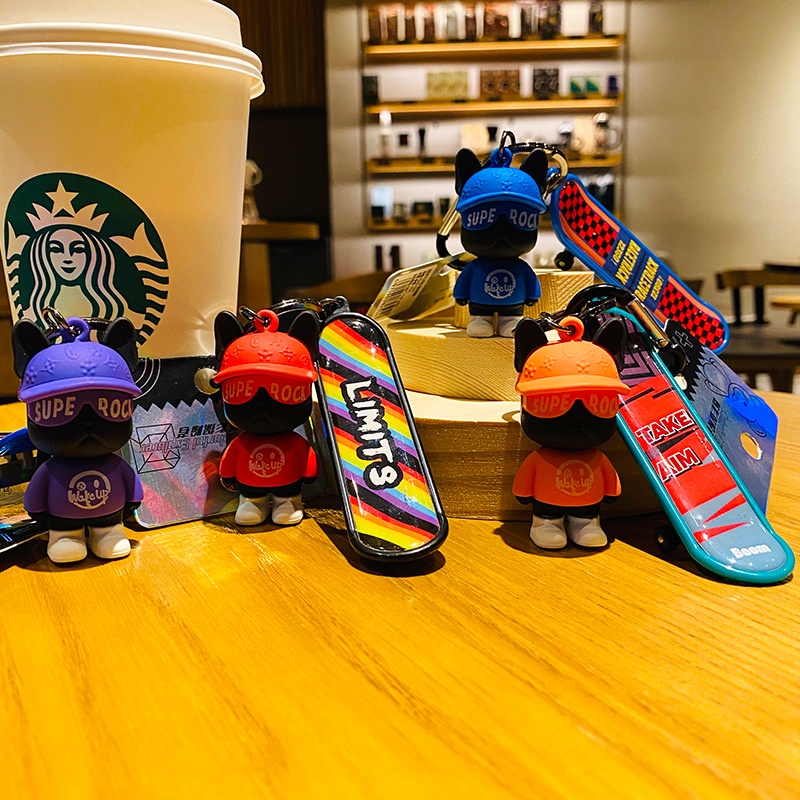 Móc Khóa Xe Hơi/Túi Xách Hình Gấu Bông Ván Trượt Cá Tính Sáng Tạo