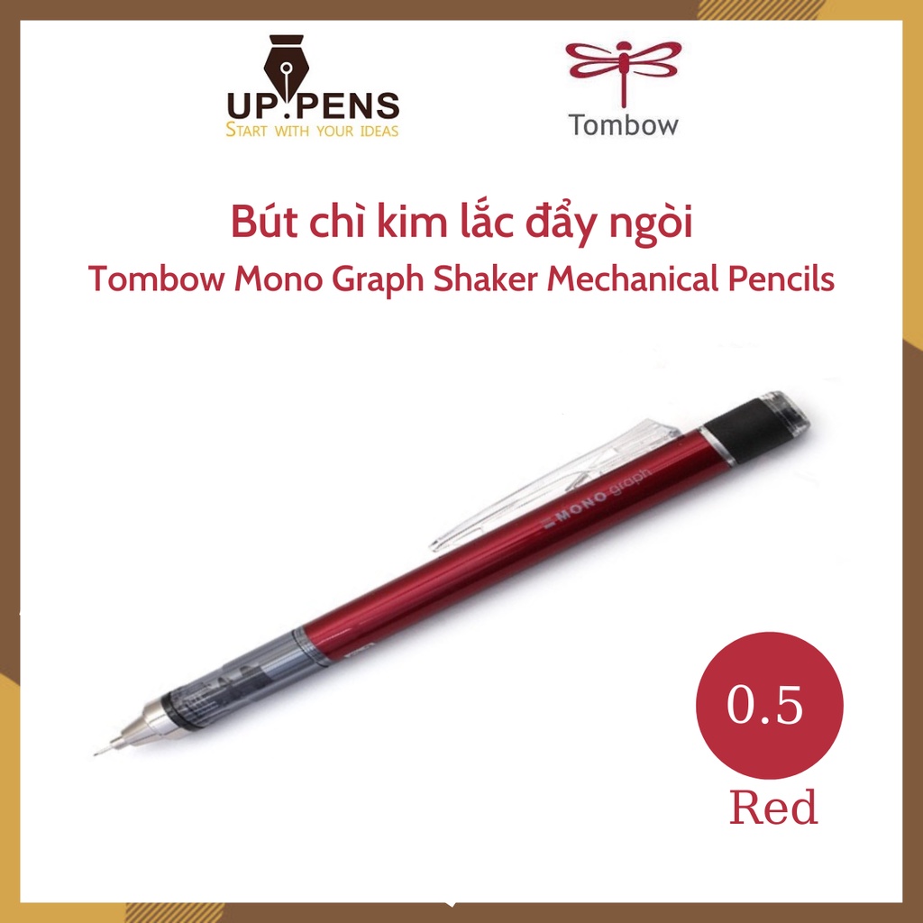 Bút chì bấm kim lắc đẩy ngòi Tombow Mono Graph Shaker Mechanical Pencil – 0.5mm – Vỏ màu đỏ (Red)