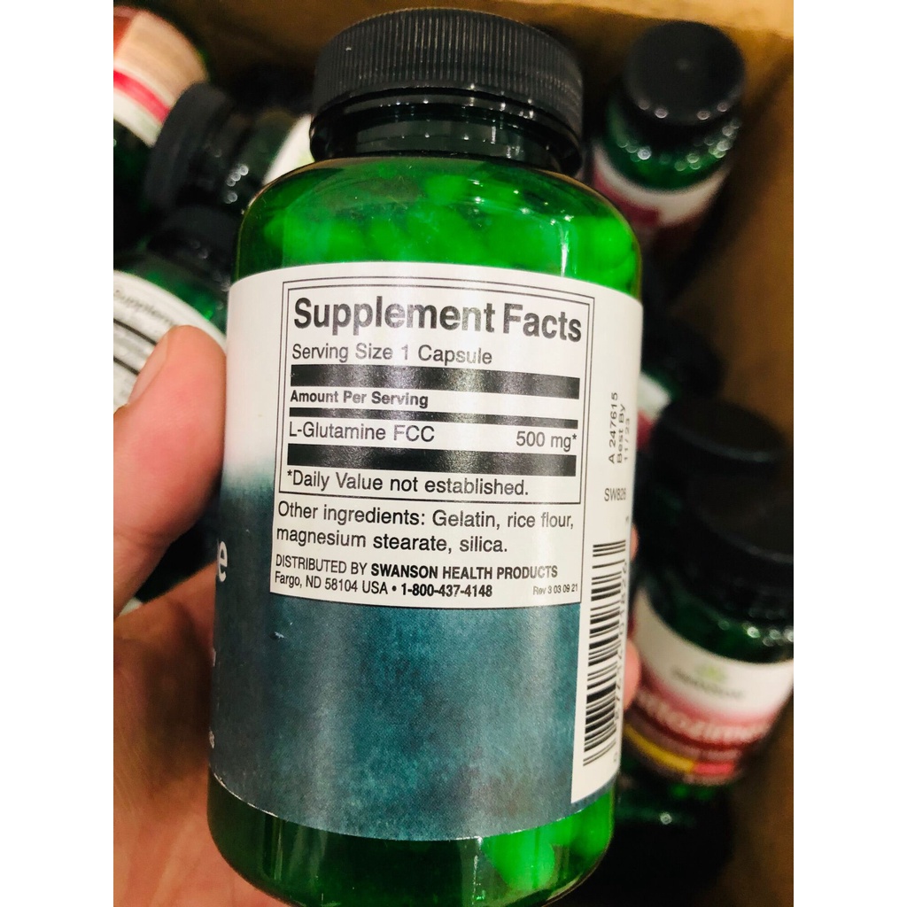 Viên uống giúp hồi phục và phát triển cơ bắp hổ trợ sức khoẻ trí não Swanson L-Glutamine