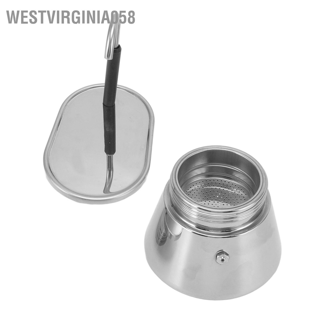 Có thể bán buôn Moka Pot Thép không gỉ Loại Ý Tự làm Công suất lớn Trọng lượng nhẹ Máy pha cà phê di động Westvirginia058 Hàng giao ngay
