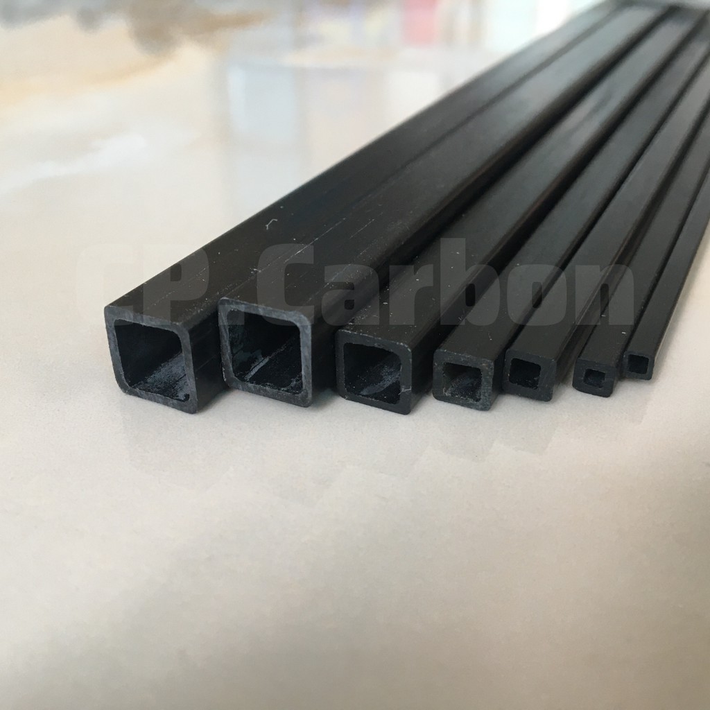 Ống carbon vuông 3mm/ 4mm/ 5mm/ 6mm/ 8mm/ 10mm dài 1 mét lõi vuông