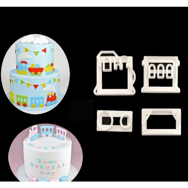 Khuôn Làm Bánh Quy Dạng Nhấn Họa Tiết Xe Kéo Hoạt Hình 3D Cho Nhà Bếp