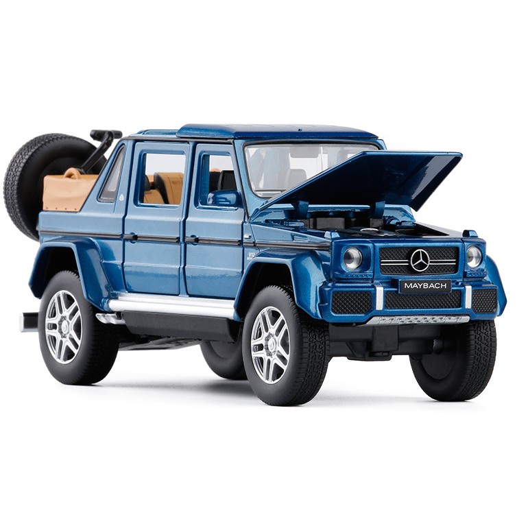 Xe mô hình ô tô Mercerdes Maybach G650 tỉ lệ 1:32 bằng sắt có âm thanh và đèn chạy cót mở các cửa