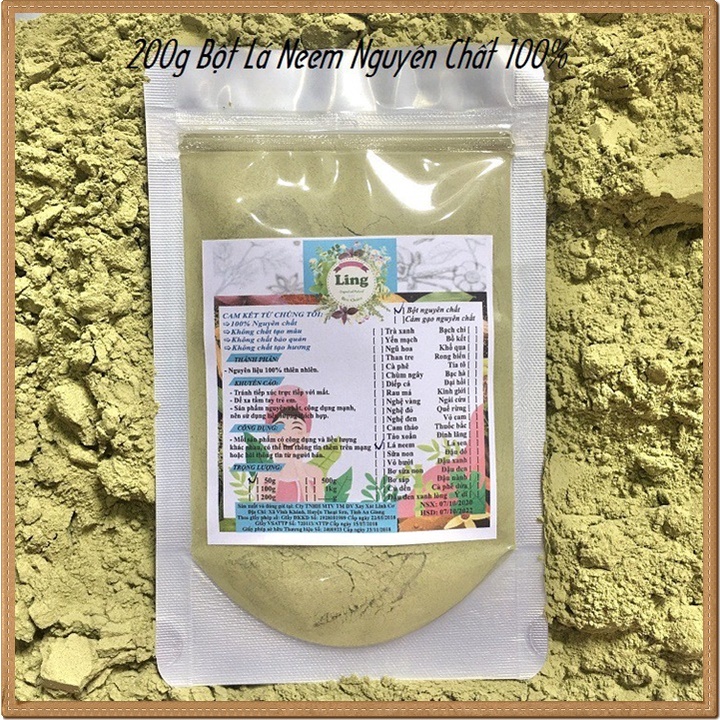 [Sỉ-Rẻ] Bột Lá Neem 200g sấy lạnh Ấn Độ nguyên chất thiên nhiên 100% có giấy VSATTP và ĐKKD dùng đa công dụng [Lẻ-Sỉ]
