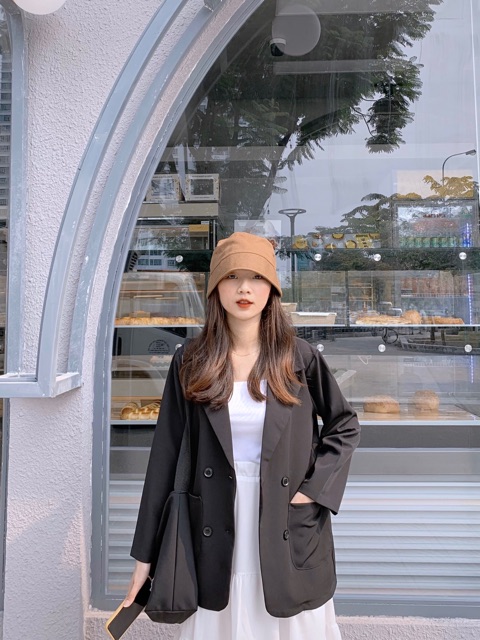 ÁO BLAZER TRƠN ĐEN HÀN QUỐC 1 LỚP (ảnh thật/chính chủ)