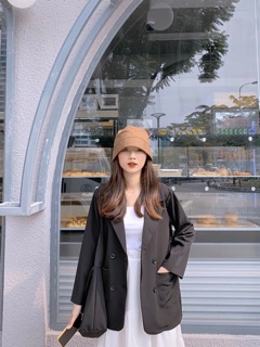 ÁO BLAZER TRƠN ĐEN HÀN QUỐC 1 LỚP (ảnh thật/chính chủ)