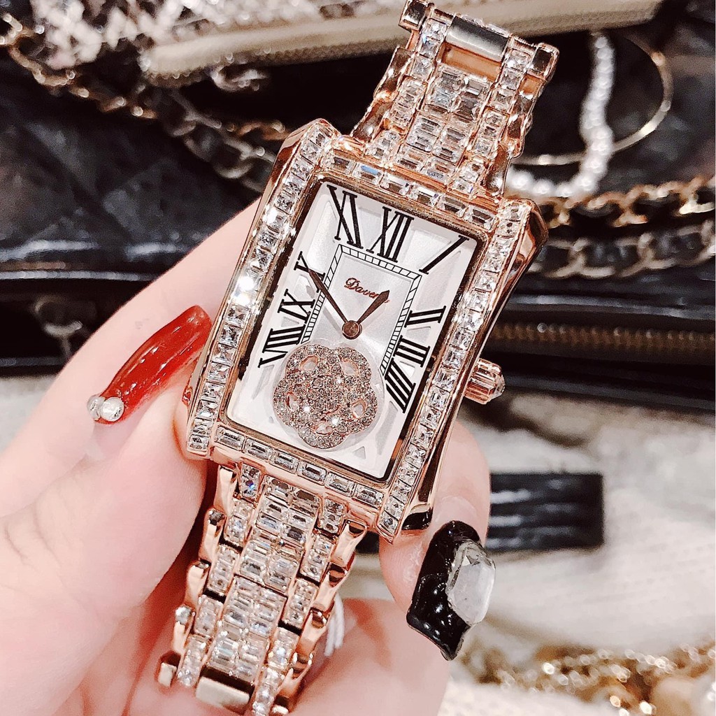 Đồng Hồ Nữ Davena Đính Đá Rose Gold 29x41mm Authentic