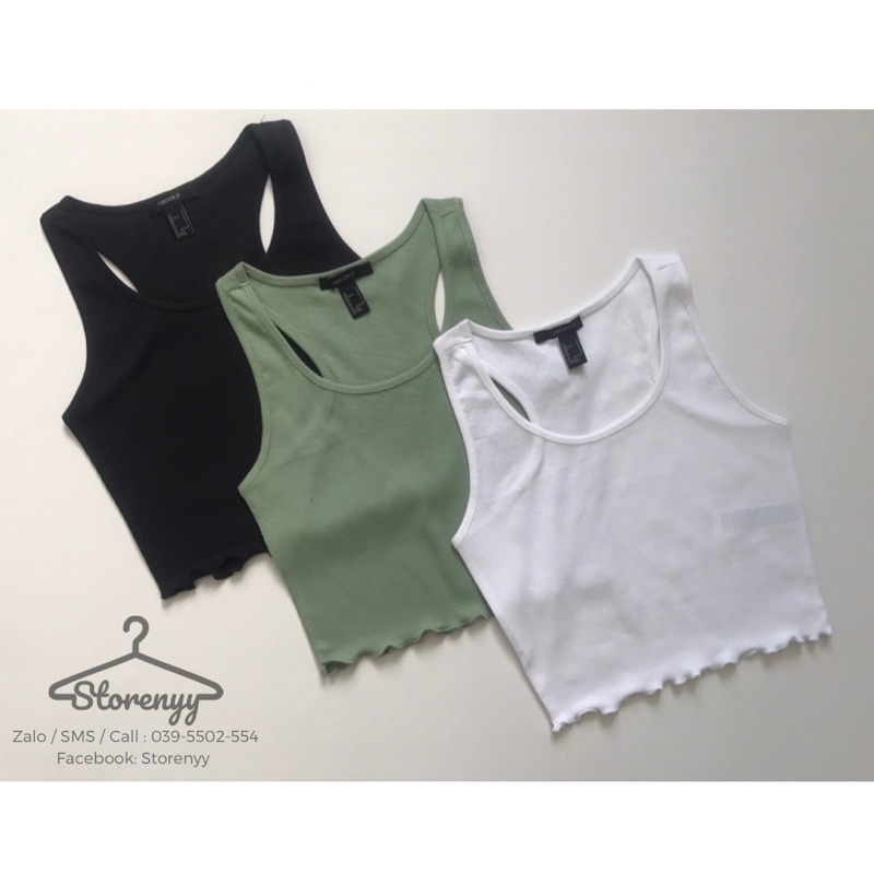 Áo croptop ba lỗ hai dây ôm body - Ribbed Split-Neck Crop Top • Storenyy