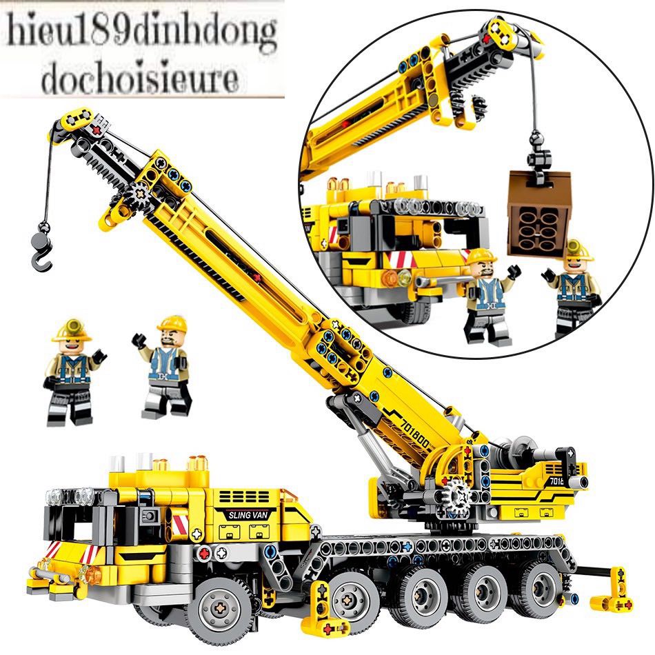 Lắp ráp xếp hình NOT Lego Technic Technique Sembo Block 701800 : Xe Cẩu Kỹ Thuật Cầu trục xây dựng 665+ mảnh