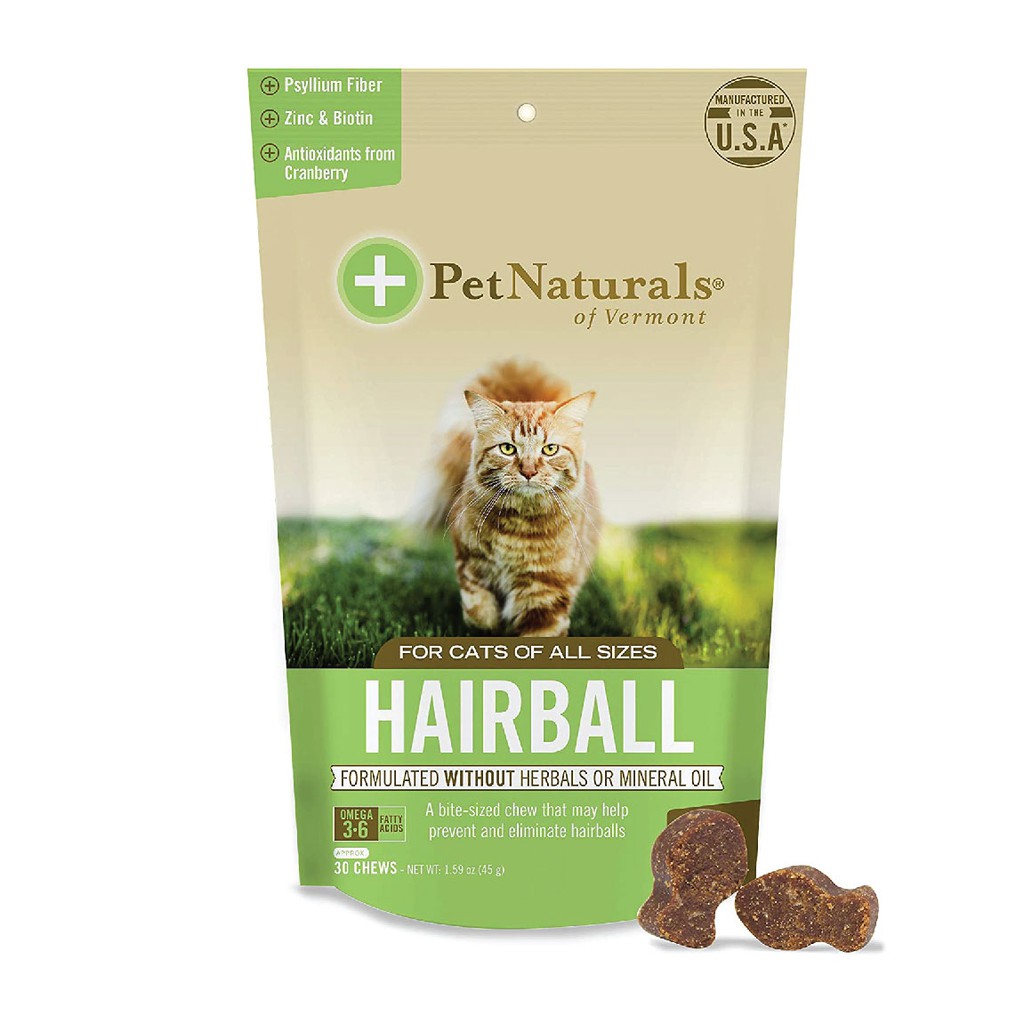 [ Chính Hãng ] Viên nhai Pet Naturals Of Vermont Hairball Hổ Trợ Búi Lông Cho Mèo 30 viên Nhập Mĩ