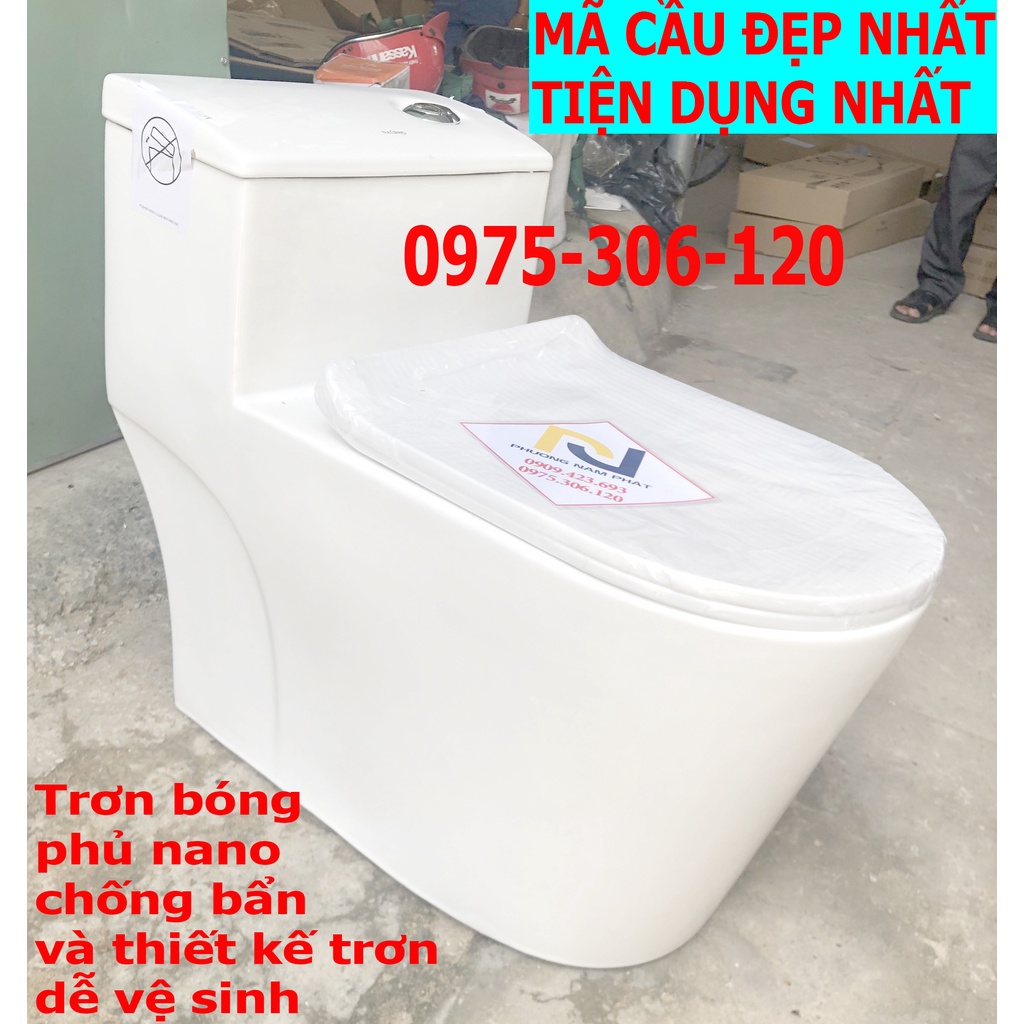 Bồn Cầu Liền khối 1 Khối 2372NA Phương Nam Phát XẢ XOÁY 2 LỚP KẾT HỢP XẢ ĐẨY NƯỚC MẠNH MEN NANO CAO CẤP