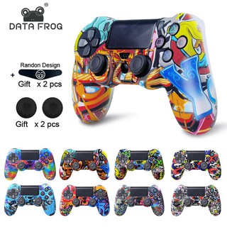 Data frog protective skin case anti-slip silicone camo cho sony ps4 / ps4 pro / ps4 slim controller thumb grips joystick cap