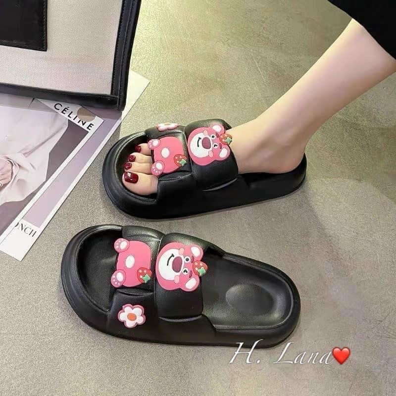 Dép bánh mì nữ đính gấu siêu cute, tôn dáng nhẹ