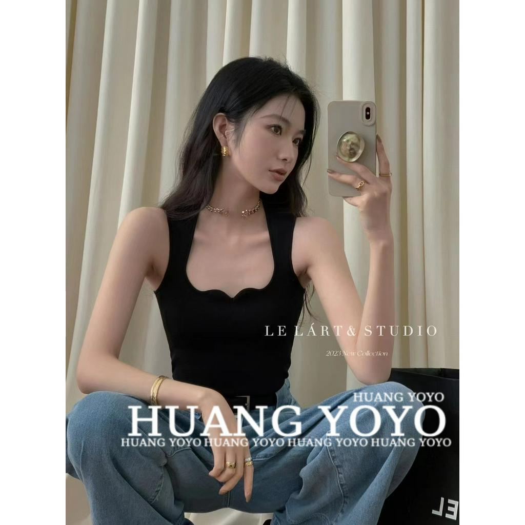 Áo Croptop Cổ Vuông Màu Trơn Dáng Ôm Thời Trang Mùa Hè 2023 Cho Nữ