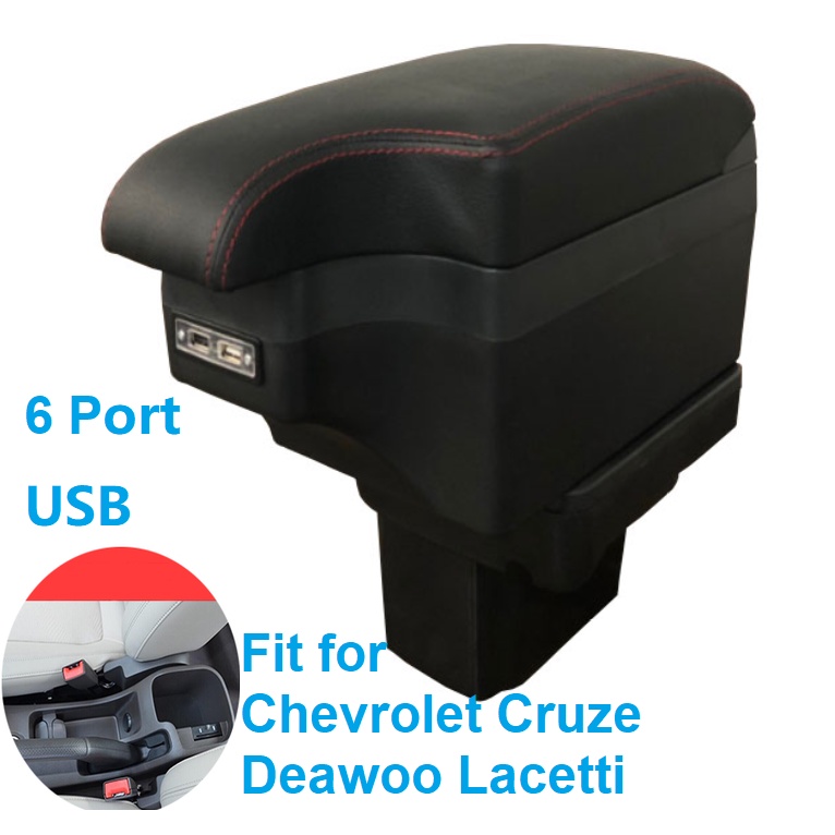 Hộp tỳ tay, đệm tỳ tay lắp cho xe ô tô Chevrolet Cruze và Deawoo Lacetti tích hợp 6 cổng USB, Armrest box