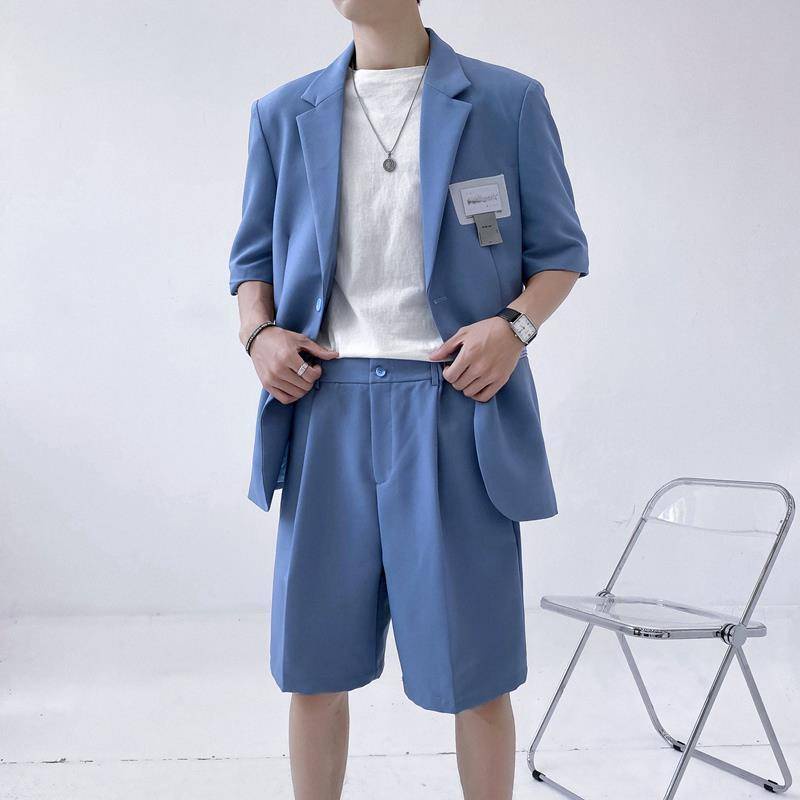 Bộ Đồ Vest Tay Lửng Dáng Rộng Màu Sắc Thời Trang Hàn Quốc Cho Nam