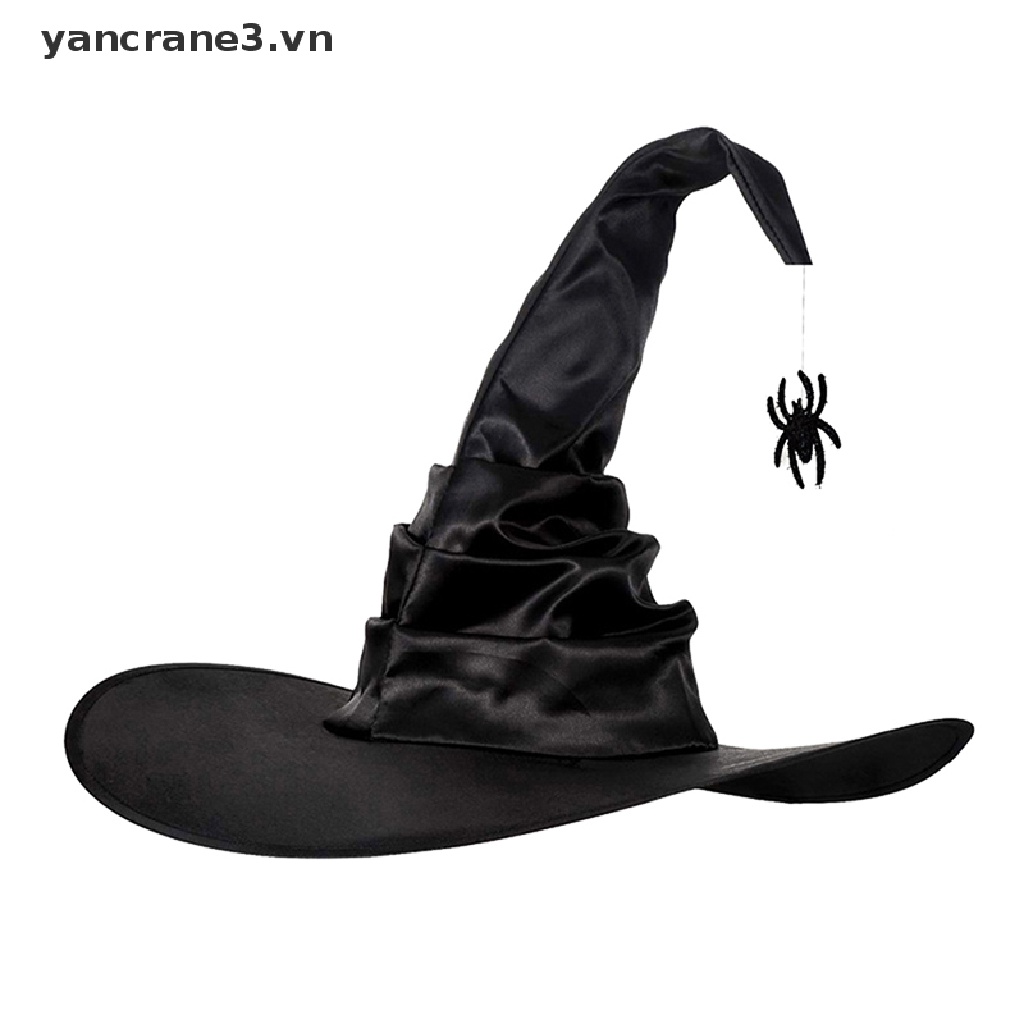 Mũ Phù Thủy Màu Đen Hóa Trang Halloween Góc Gập Unisex {yancrane3.vn}