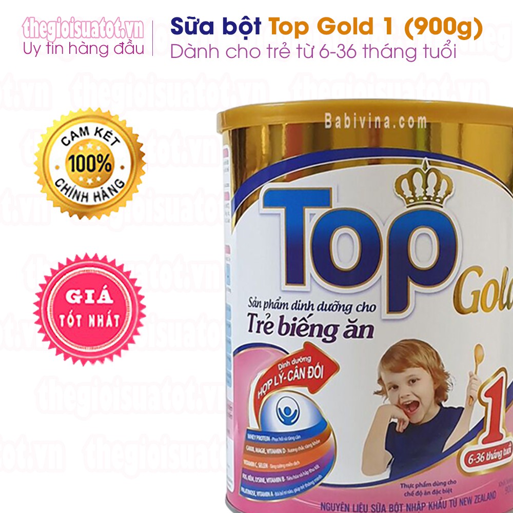 Sữa bột Top Gold 1 cho trẻ biếng ăn từ 6-36 tháng tuổi loại 900g