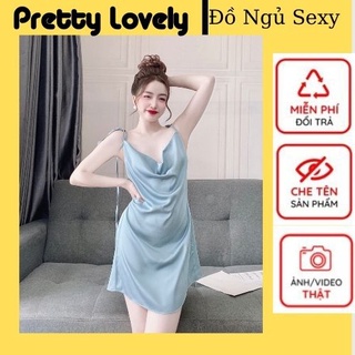 Váy ngủ sexy 2 dây lụa⚡freeship⚡đầm ngủ 2 dây kèm quần chất liệu lụa cao cấp, form chuẩn size dưới 65kg siêu đẹp