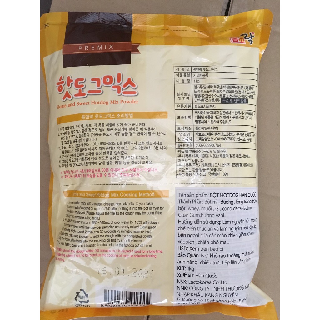 Bột Hotdog Hàn Quốc Lacto
