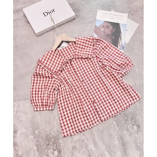 Áo kẻ cổ sen