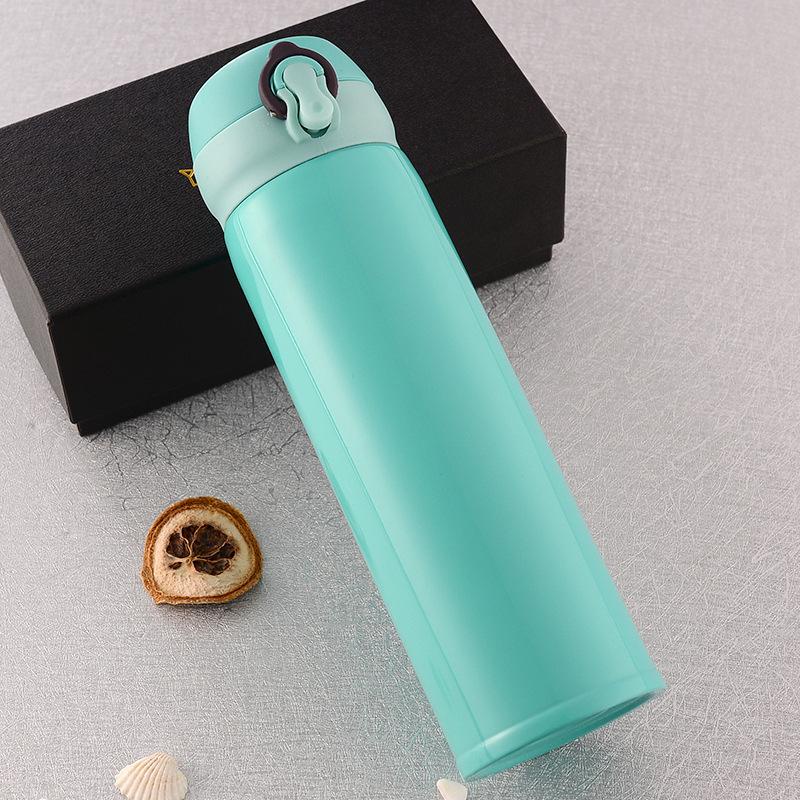 Bình giữ nhiệt nóng lạnh 500ML, bình đựng nước có chốt cài Happy Home 1977