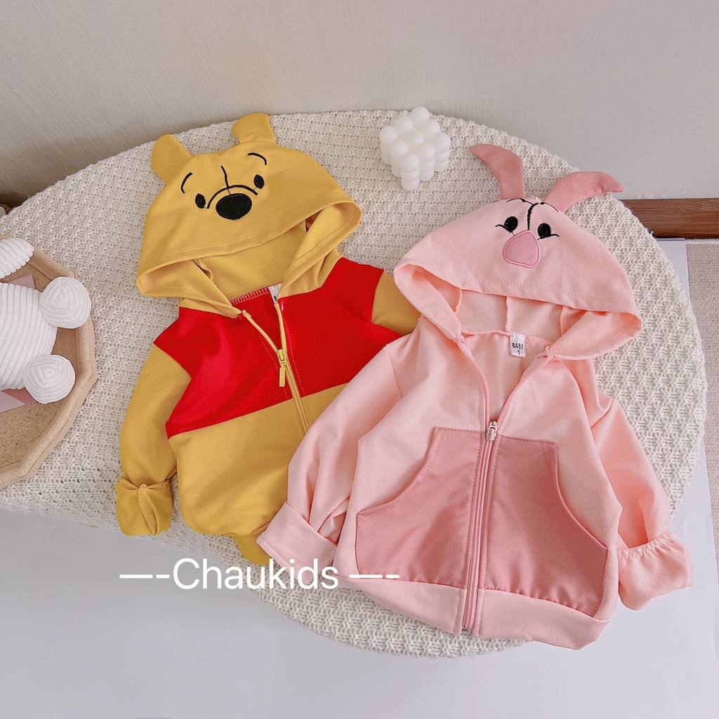 Aó khoác cho bé, Aó khoác da cá cõ mũ hoạt hình dễ thương A0006