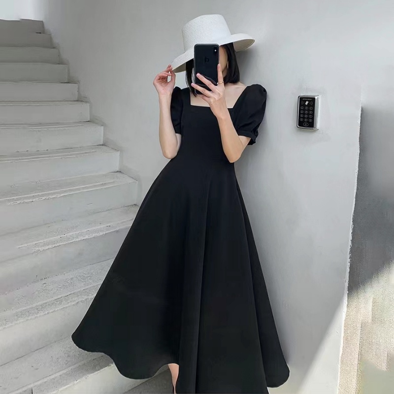 Đầm Cổ Vuông Dáng Rộng Thời Trang Mùa Hè Phong Cách Retro Dành Cho Nữ