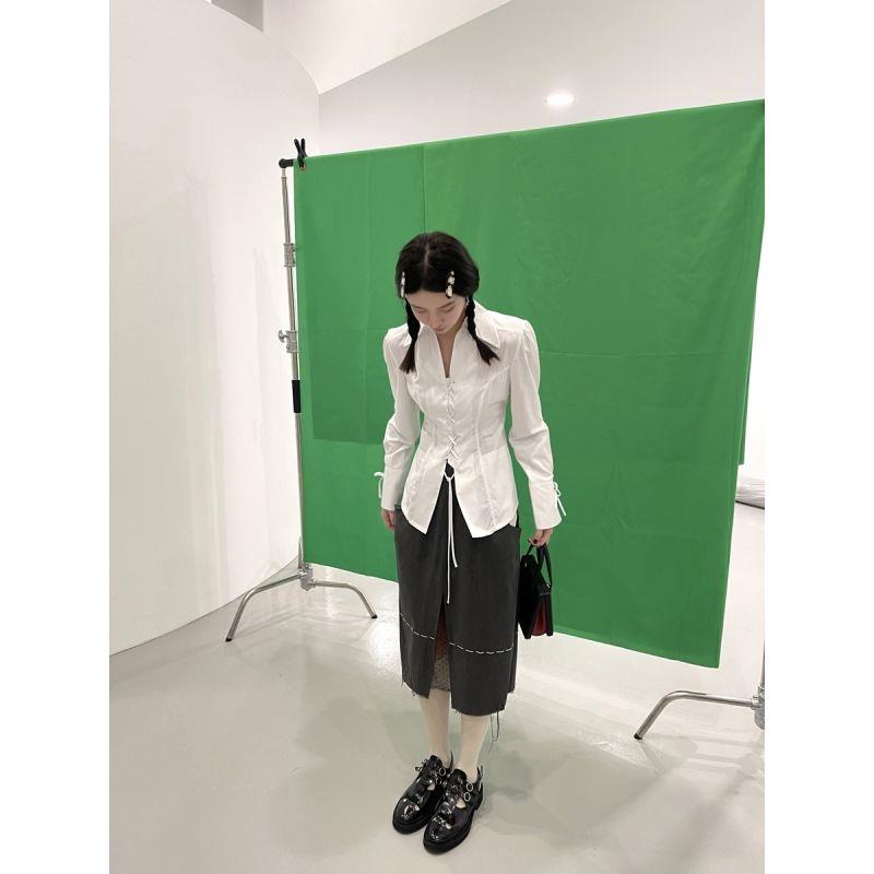 Mona Super Slimmer Look|Áo Kiểu Dây Rút Phong Cách Retro Cá Tính Cho Nữ