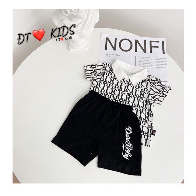 Set DIOR cổ bẻ bé trai