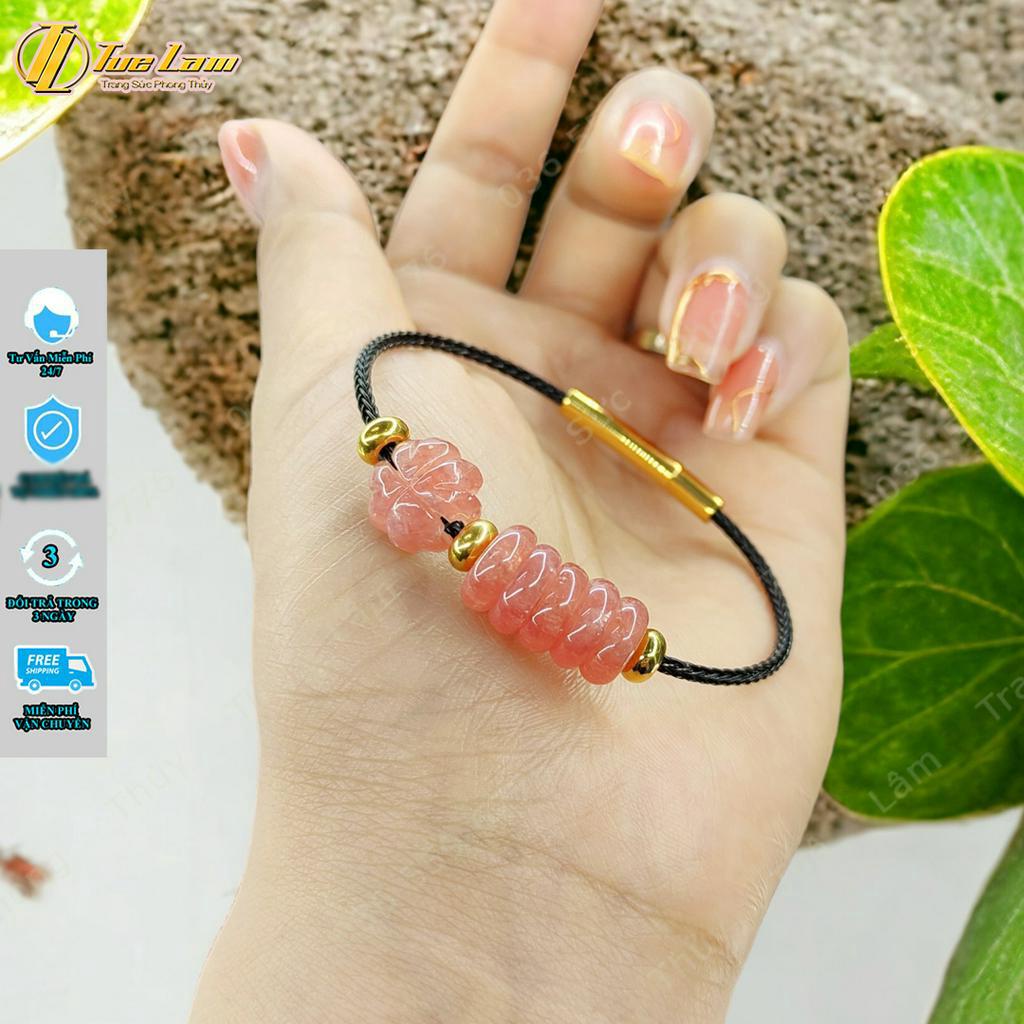 Vòng tay ngũ điếu phong thủy mix cỏ 4 lá đào hoa hợp mệnh hỏa, mệnh thổ, chiểu tài hút lộc, may mắn - Tuệ Lâm