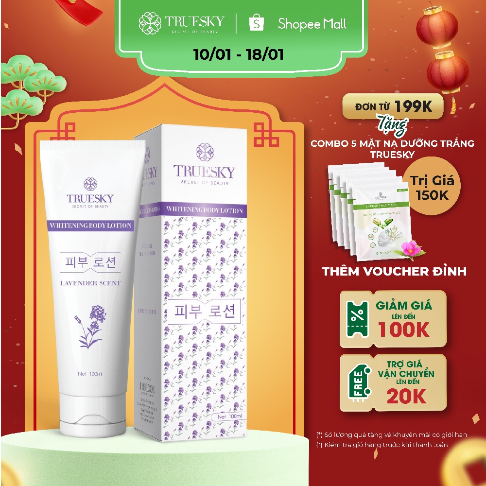 Kem dưỡng trắng da toàn thân hương hoa Lavender Truesky Whitening Body Lotion 100g