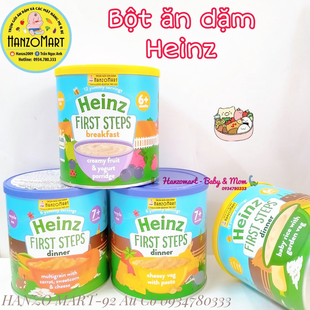 Bột Ăn Dặm Cho Bé Heinz Dạng Lon 240g Việt Quất - chuối - Táo - Đào Mơ - Mì ý - Bắp Ngọt 2023