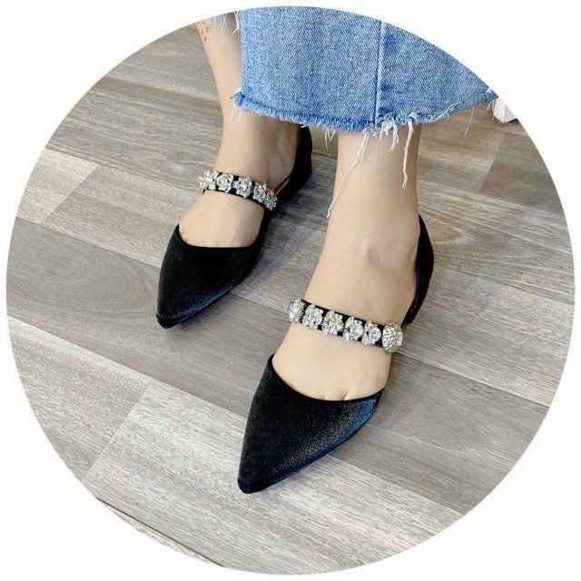 Giày bệt nữ ❤️ FREESHIP ❤️ Giày bệt quai đính đá mũi nhọn thời trang Hàn Quốc | BigBuy360 - bigbuy360.vn