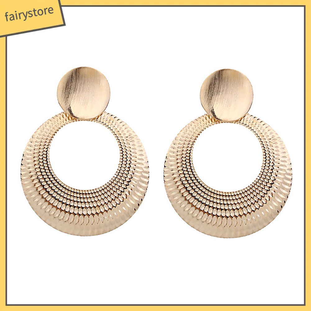 Bông tai mặt tròn dáng dài thiết kế độc đáo hợp thời trang