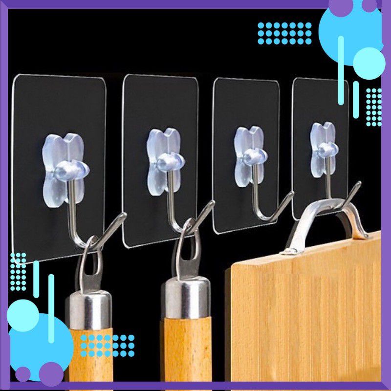 HCM Combo 10 Móc Dán Tường Trong Suốt Siêu Dính. móc dán tường đa năng