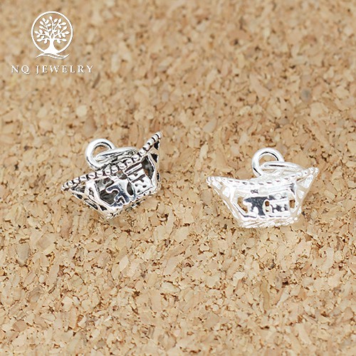 Charm bạc hình nén vàng khắc chữ treo - NQ Jewelry