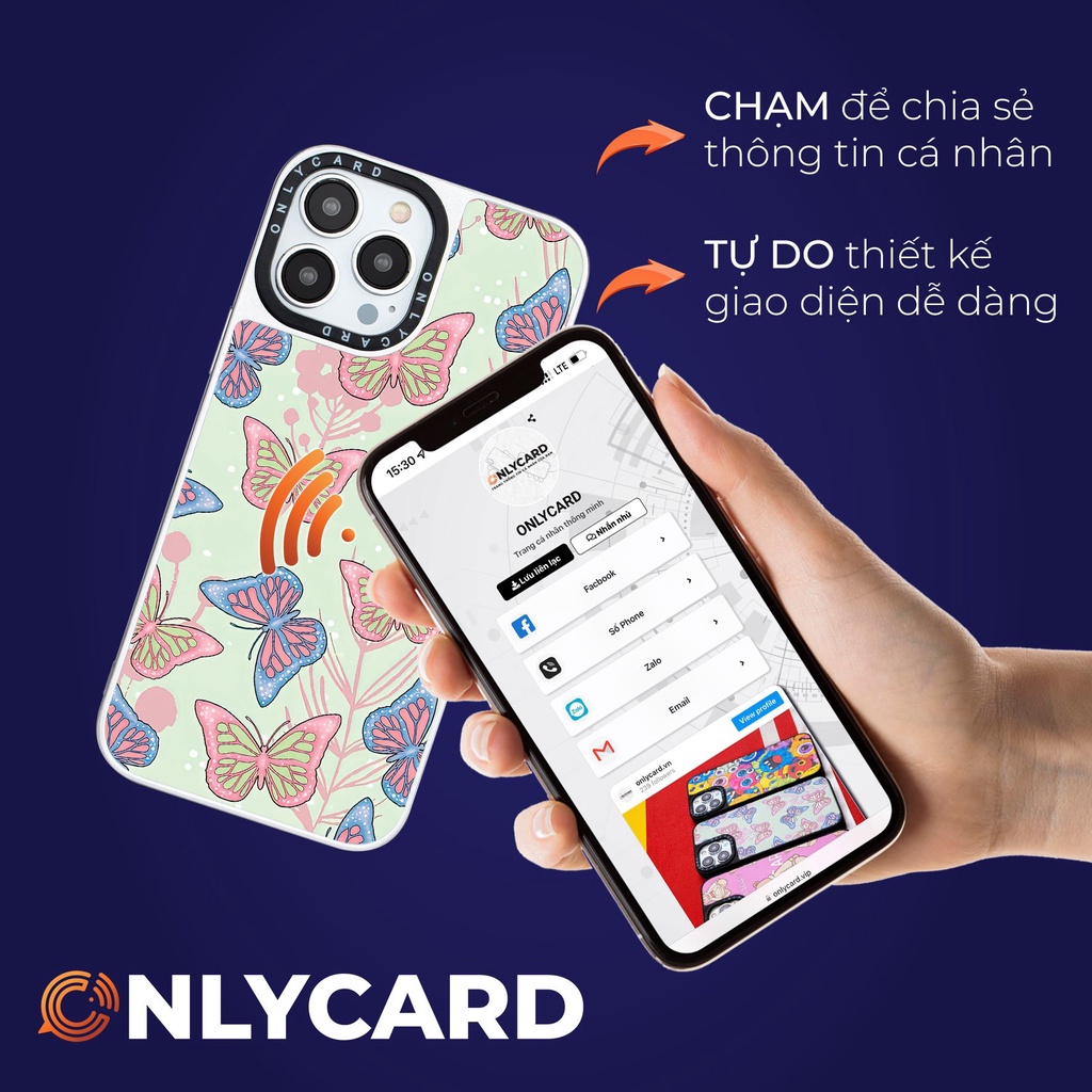 Ốp lưng thông minh ONLYCARD _BUTTERFLY_12/Dành cho các dòng IPhone 7/7plus/8/8plus/x/xr/xs/11/12/13/pro/promax