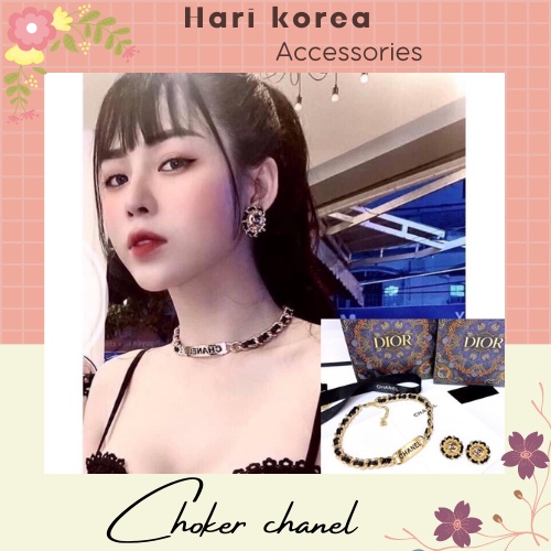 Vòng cổ Chan€l / choker Chan€l xích bản to chảnh Ảnh Thật, Hàng Có Sẵn