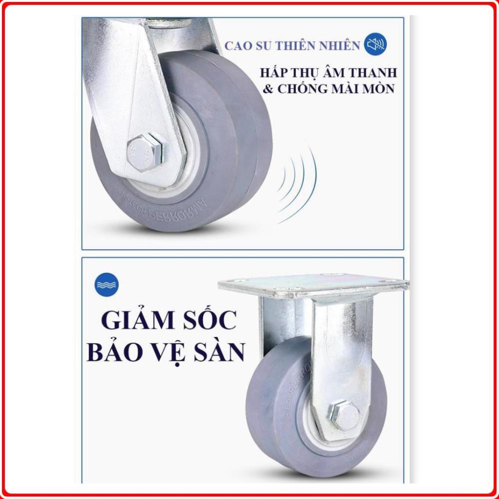 Bánh xe đẩy hàng Cao su - Giảm ồn tối đa - bánh xe đẩy hàng bệnh viện  150mm - hot