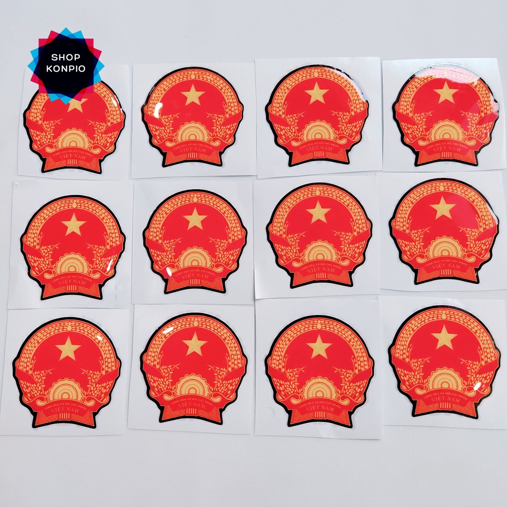(Giá 1 Tem) Tem Đảng ( Tem Quốc Huy ) In Nổi Dán Xe Máy Chống Thấm Nước Chống Bay Màu