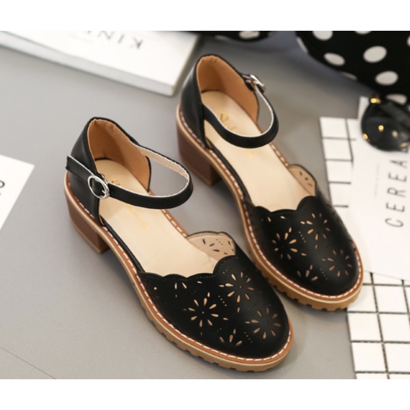 Sandal phong cách Nhật mùa hè ulzzang vintage kiểu retro giày dép nữ oxford cao gót sinh viên du lịch lenvintage