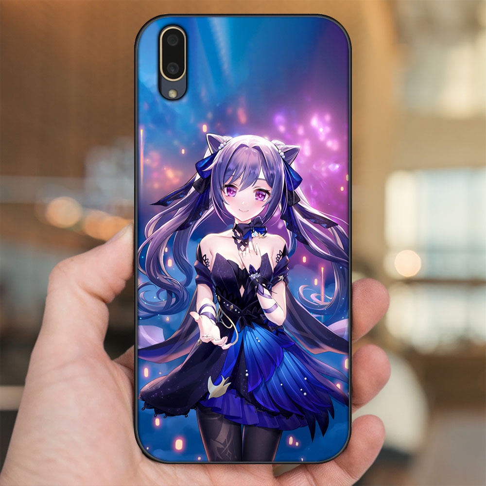 Ốp lưng Vivo V11 viền đen in hình Keqing Genshin Impact