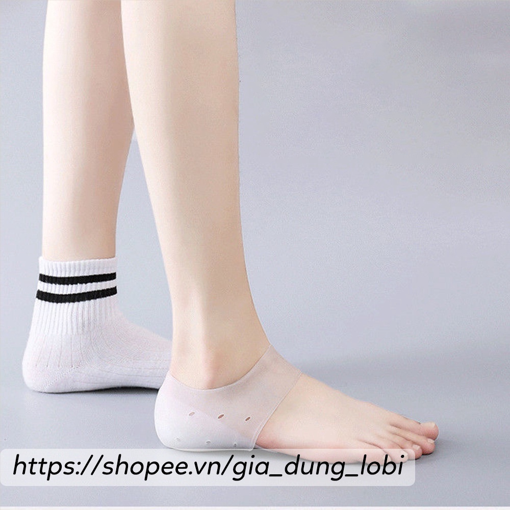 Lót giày tăng chiều cao 3.5cm Tất vớ silicon đệm gót chân tăng chiều cao mềm mại không đau không lộ
