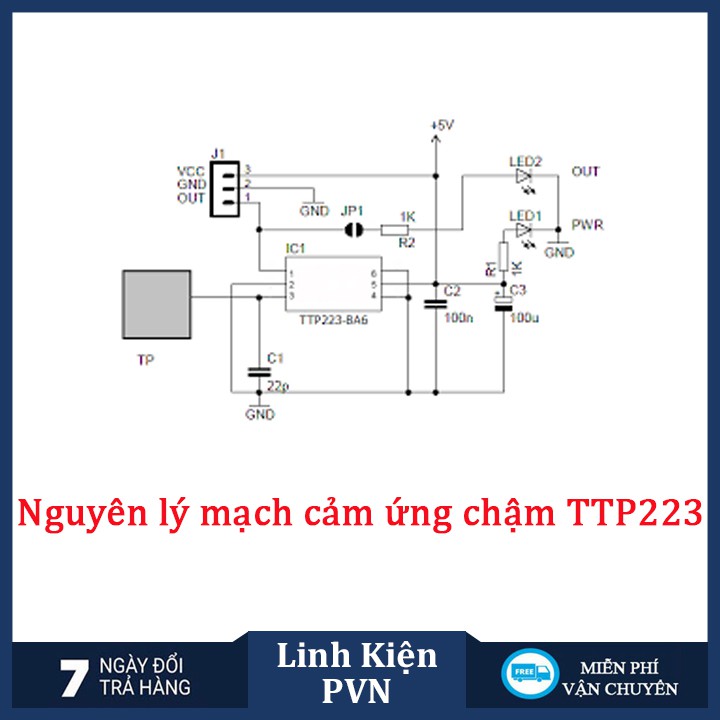Mạch cảm biến chạm TTP223 11*14mm - Touch Sensor